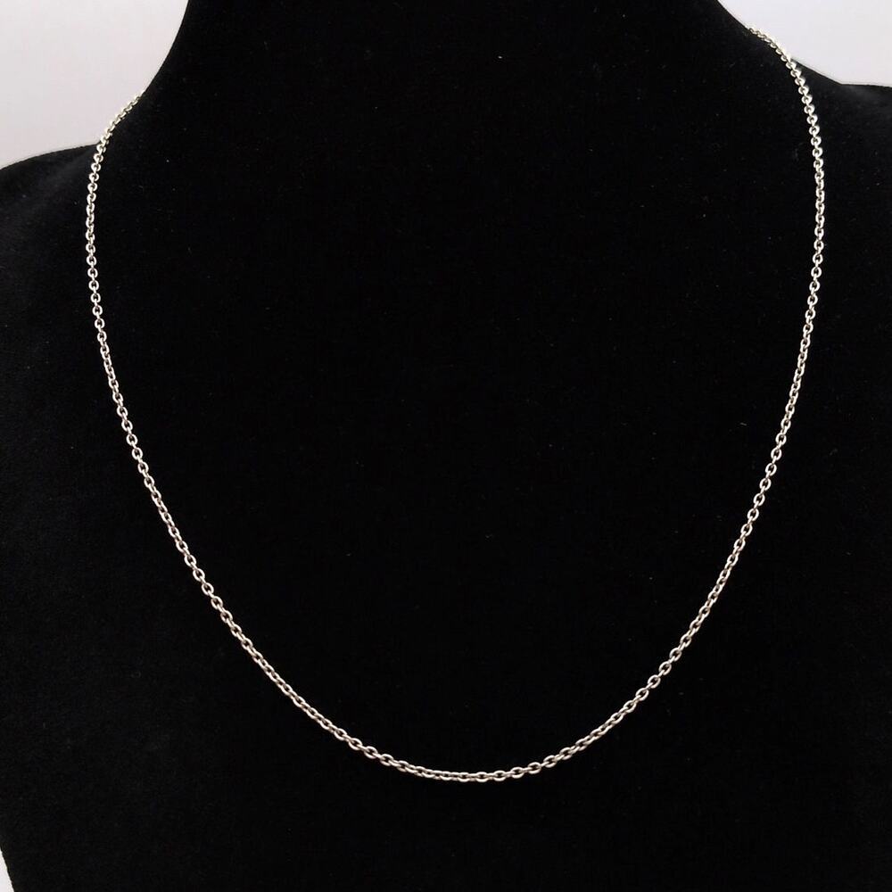 Sterling Silver 925 Thin Minimalist Adjustable Cable Chain Necklace 1mm 2.22g